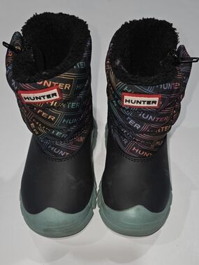 Hunter Kids' Multicolor Logo Winter Boots - Black & Teal